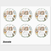 Sticker Rond Cute Australian Animals Verdure Baby shower Garçon (Feuille)