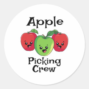 Sticker Rond Cute Automne Verger Correspondre Famille Pomme Pic