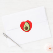 Sticker Rond Cute Avocado Dans Le Coeur Rouge (Enveloppe)