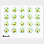 Sticker Rond Cute Avocado Dessin Pois verts (Feuille)