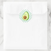Sticker Rond Cute Avocado Dessin Pois verts (Sac)
