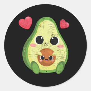 Sticker Rond Cute Avocado Et Bébé Kawaii Valentines Hommes Du J