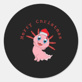 Sticker Rond Cute Axolotl Santa Merry Christmas T Shirt (Devant)