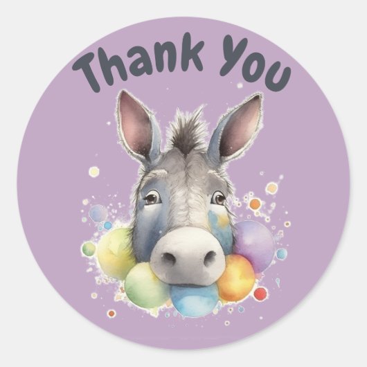 STICKER ROND CUTE BABY DONKEY (Devant)