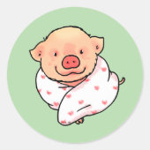 Sticker Rond Cute Baby Pig Wrapped in Blanket (Devant)