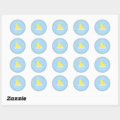 Sticker Rond Cute Baby shower de canard bleu et jaune (Feuille)
