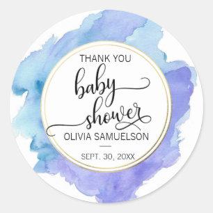 Sticker Rond Cute Baby shower de JEUNE Turquoise Bleue