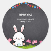 Sticker Rond Cute Baby shower de lapin en tableau blanc (Devant)