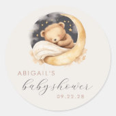 Sticker Rond Cute Baby shower d'ours et de lune (Devant)