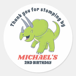 Sticker Rond Cute Baby Triceratops Dinosaur Anniversaire de enf