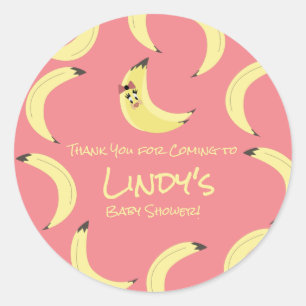 Sticker Rond Cute Banana Bunch Girl Baby shower Motif