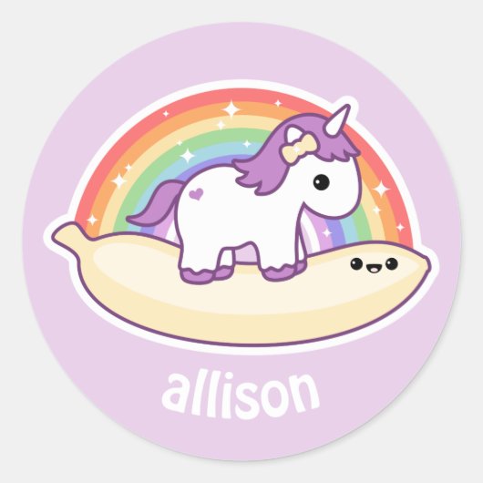 Sticker Rond Cute Banana Unicorn (Devant)