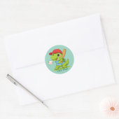 Sticker Rond Cute Baseball Dinosaur T-Rex Sports Illustration (Enveloppe)