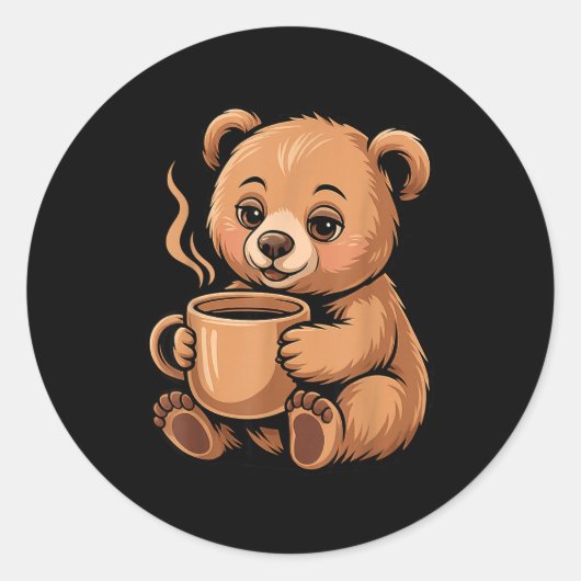 Sticker Rond Cute Bear Design For Bear Lover And Bear (Devant)