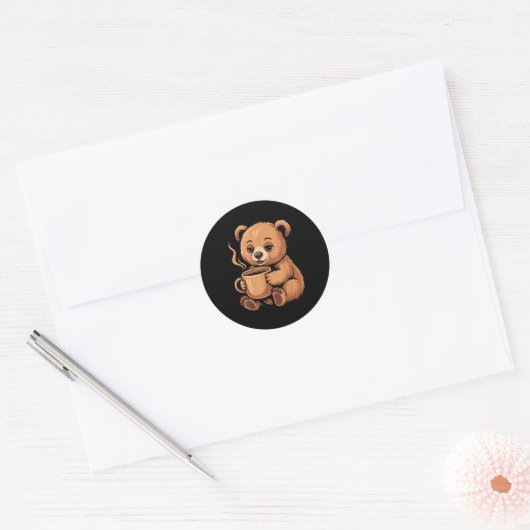 Sticker Rond Cute Bear Design For Bear Lover And Bear  (Enveloppe)