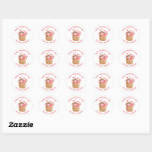 Sticker Rond Cute Bear in Cupcake Custom Kids Saint-Valentin (Feuille)