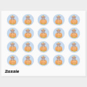 Sticker Rond Cute Bear Petit Baby shower Citrouille (Feuille)