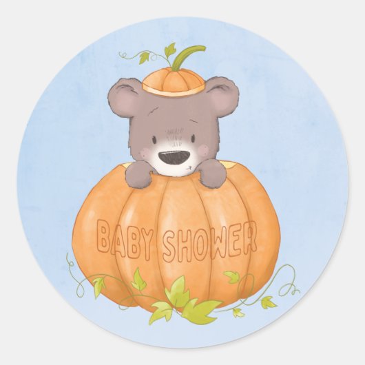 Sticker Rond Cute Bear Petit Baby shower Citrouille (Devant)