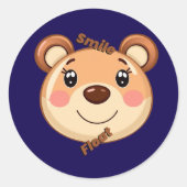 Sticker Rond Cute Bear Smile (Devant)