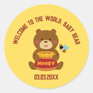 Sticker Rond Cute Bear thème Baby shower garçon