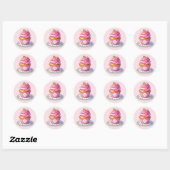 Sticker Rond Cute bébé fille douche cupcake (Feuille)