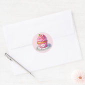 Sticker Rond Cute bébé fille douche cupcake (Enveloppe)