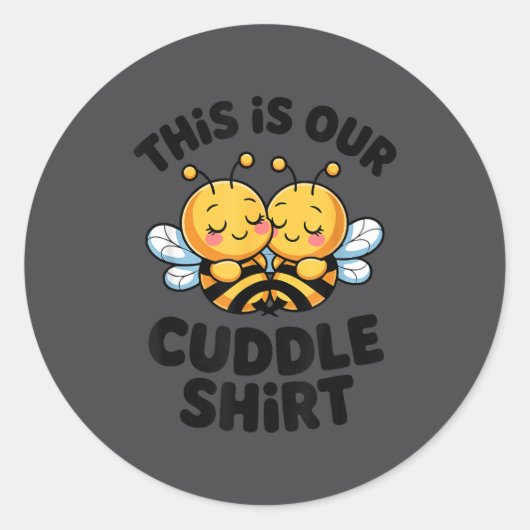 Sticker Rond Cute Bee Couple Cuddle Funny Romantic  (Devant)