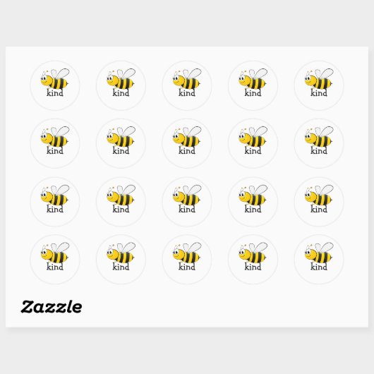 Sticker Rond Cute Bee Kind  (Feuille)