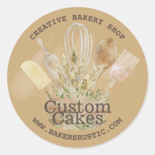Sticker Rond Cute beige pâtisserie pâtisserie pâtisserie chef p