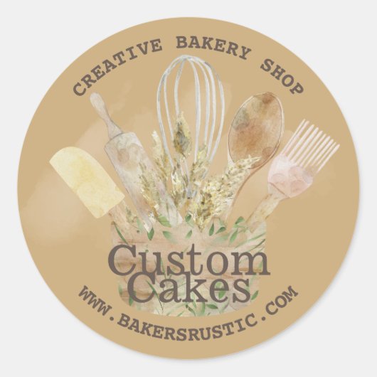 Sticker Rond Cute beige pâtisserie pâtisserie pâtisserie chef p (Devant)