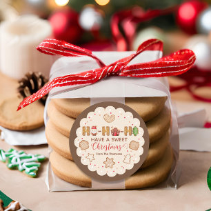 Sticker Rond Cute Beige Rouge pain d'épices Cookies Noël