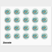 Sticker Rond Cute bird flying and singing (Feuille)