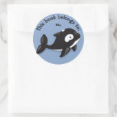Sticker Rond Cute Black and White Orca Whale Nom du livre Plaqu (Sac)