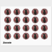 Sticker Rond Cute black cat Meowy Christmas sparkling snowflake (Feuille)