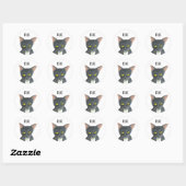 Sticker Rond Cute Black Illustrated Chat (Feuille)