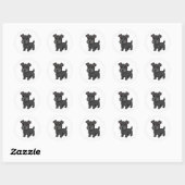 Sticker Rond Cute Black Scottish Terrier Dog (Feuille)