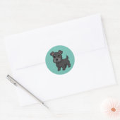 Sticker Rond Cute Black Scottish Terrier Dog Green (Enveloppe)