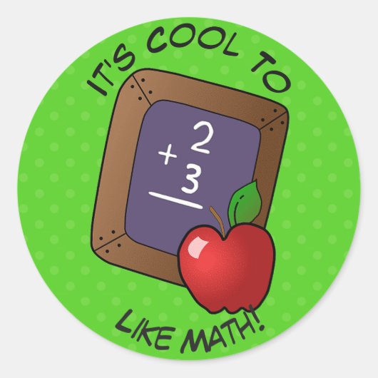 Sticker Rond Cute Blackboard Et Apple Math School (Devant)
