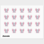 Sticker Rond Cute Blanc Kawaii Kitten avec ailes roses (Feuille)