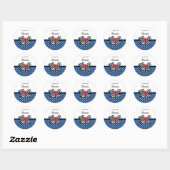 Sticker Rond Cute Bleu Pois Rouge Rose Chevron Bow et nom (Feuille)