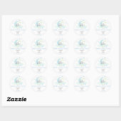 Sticker Rond Cute bleu Teddy Ours Baby shower Merci (Feuille)