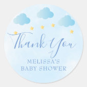 Sticker Rond Cute Blue Baby Boy Douche Merci Favor (Devant)