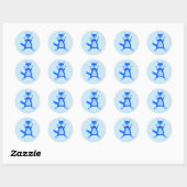 Sticker Rond Cute Blue Baby Boy Fox (Feuille)