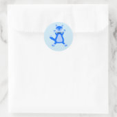 Sticker Rond Cute Blue Baby Boy Fox (Sac)