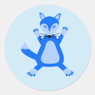Sticker Rond Cute Blue Baby Boy Fox