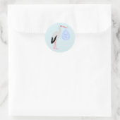 Sticker Rond Cute Blue Baby Boy Stork (Sac)