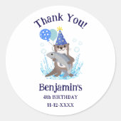 Sticker Rond Cute Blue Boy Sea Otter Anniversaire Merci de fête (Devant)