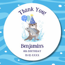 Cute Blue Boy Sea Otter Anniversaire Merci de fête