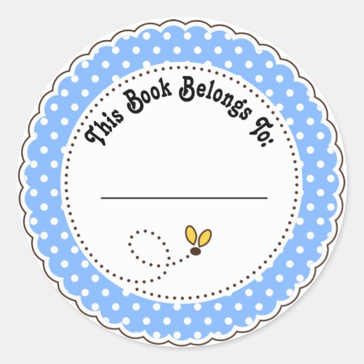Sticker Rond Cute Blue Bumble Bee Lecture Plaques de livres (Devant)
