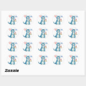 Sticker Rond Cute Blue Chat gâteau d'anniversaire - Anniversair (Feuille)